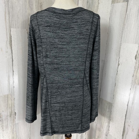 Soft Surroundings Women's Gray Burnout Scoop Neck Stretch Long Sleeve Blouse M - Picture 5 of 10